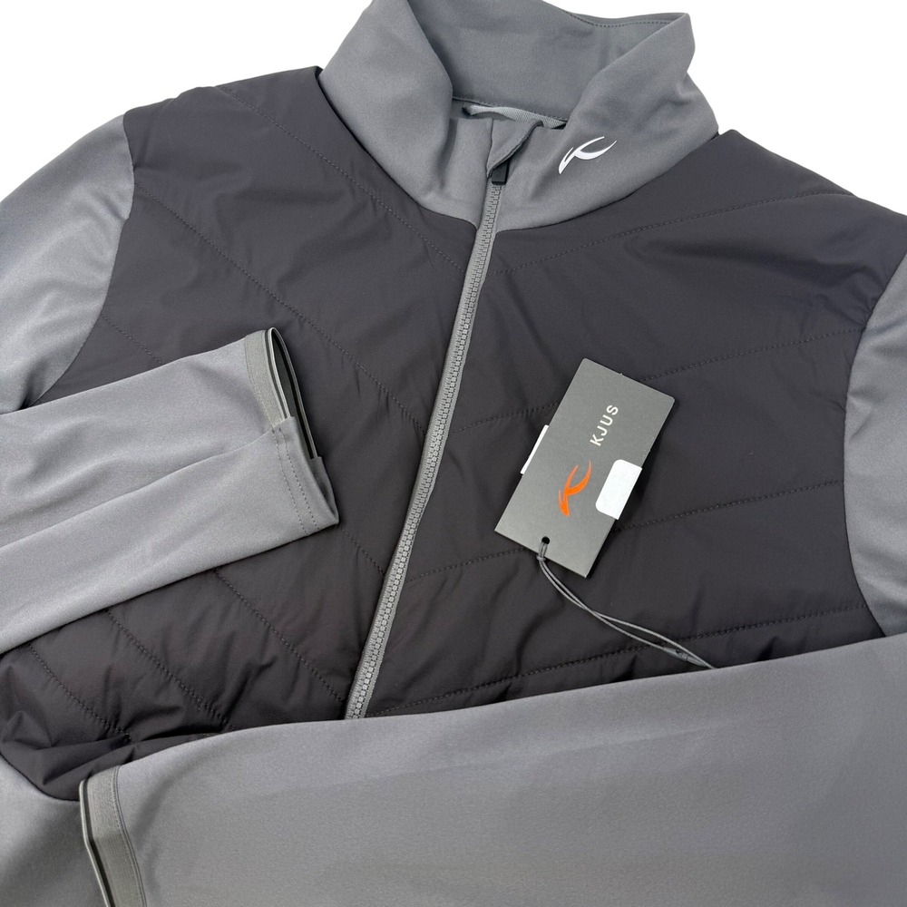 KJUS Men Size 48 Release Jacket Steel Grey Black Full Zip Quilted MG15-H06 NEW